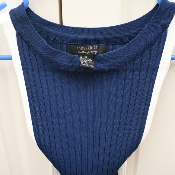 Blue/White Ribbed Tank Top - Picture 6 of 8